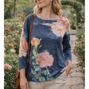 Soft Surroundings Womens Evening Primrose Floral Top Sz S Romantic Feminine Boho